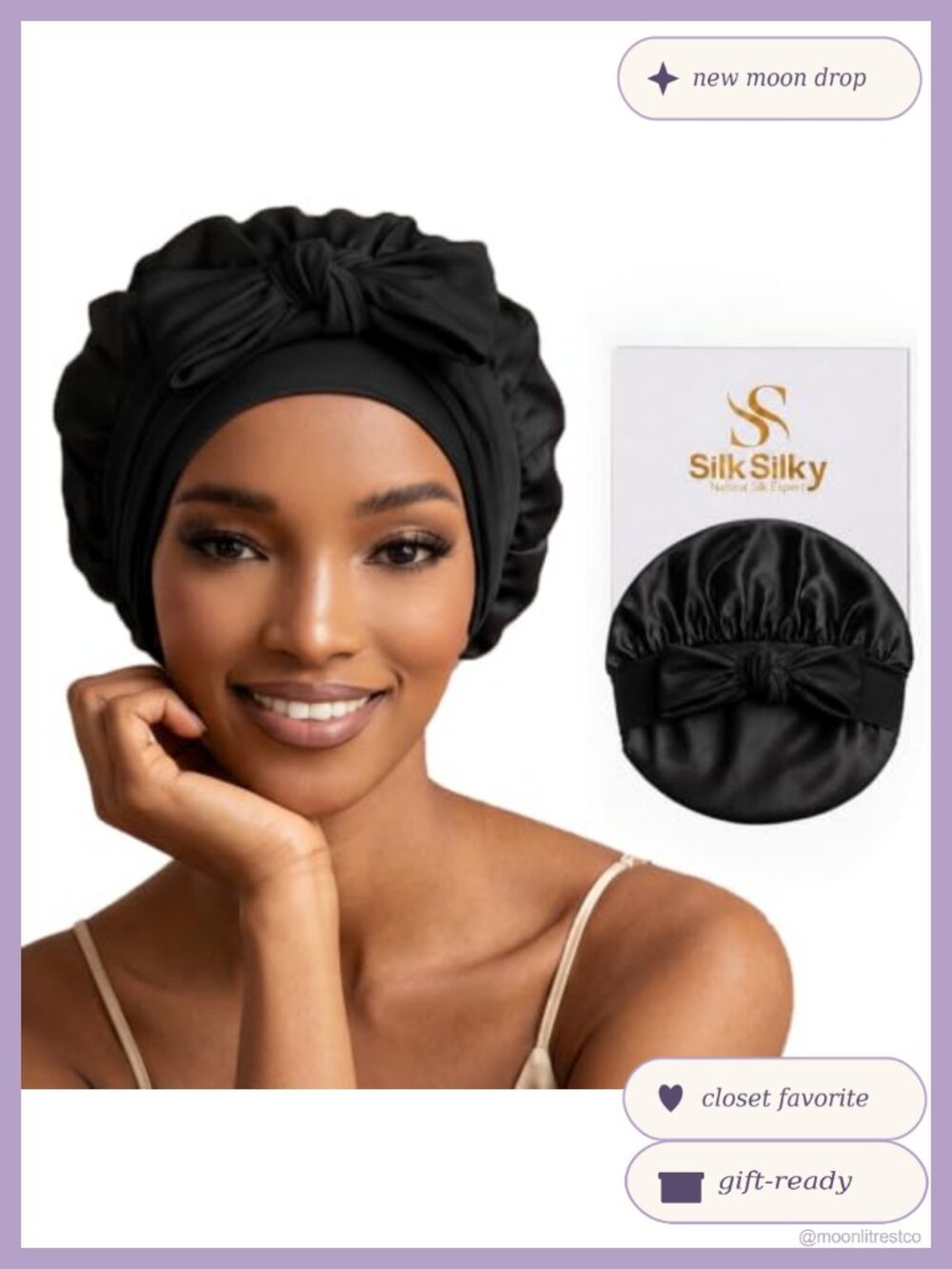 100% Mulberry Silk Bonnet for Sleeping Adjustable Long Ties Frizz Prevention